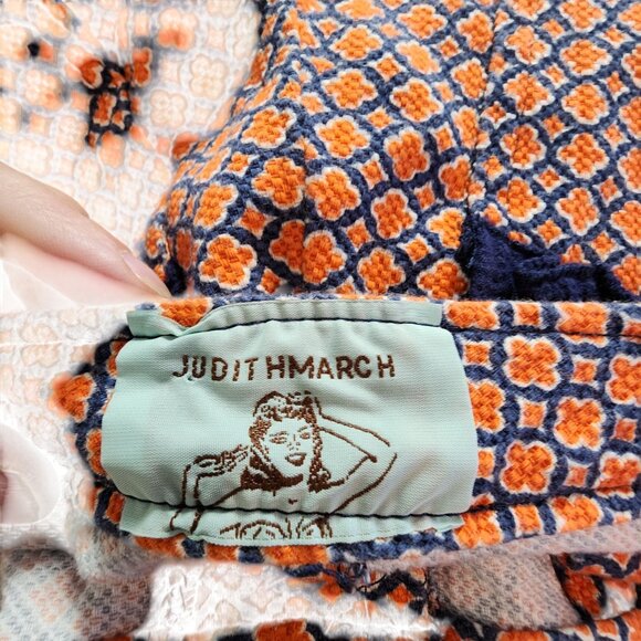 Judith March Womens Orange & Blue Geometric Patterned Cotton Blend Shorts Size L - Picture 3 of 4